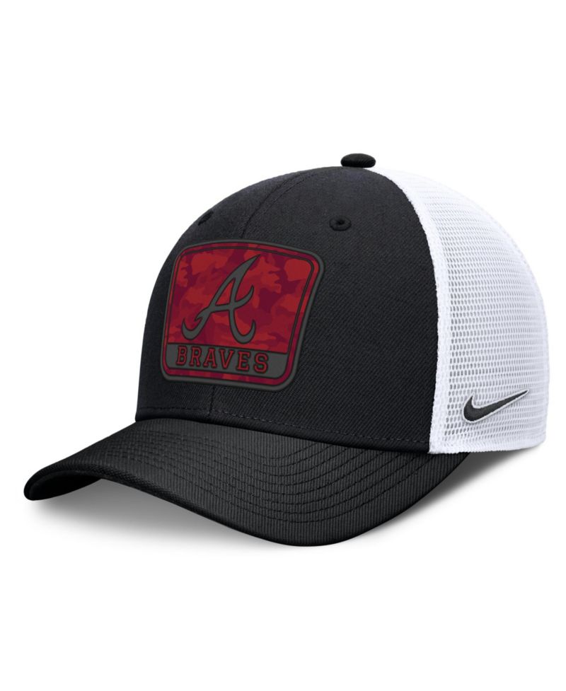 Men's Black/White Atlanta Braves Camo Rise Trucker Dri-FIT Adjustable Hat