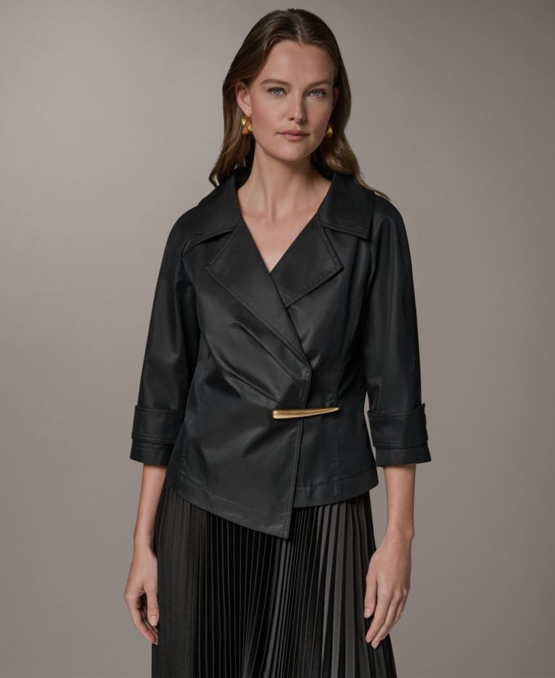 Petite Bar Hardware Notch Lapel Collar Blazer