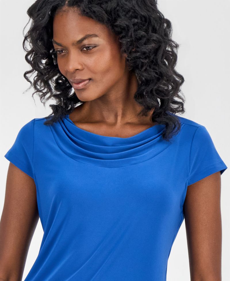 Women's Cowl-Neck Cap-Sleeve Blouse