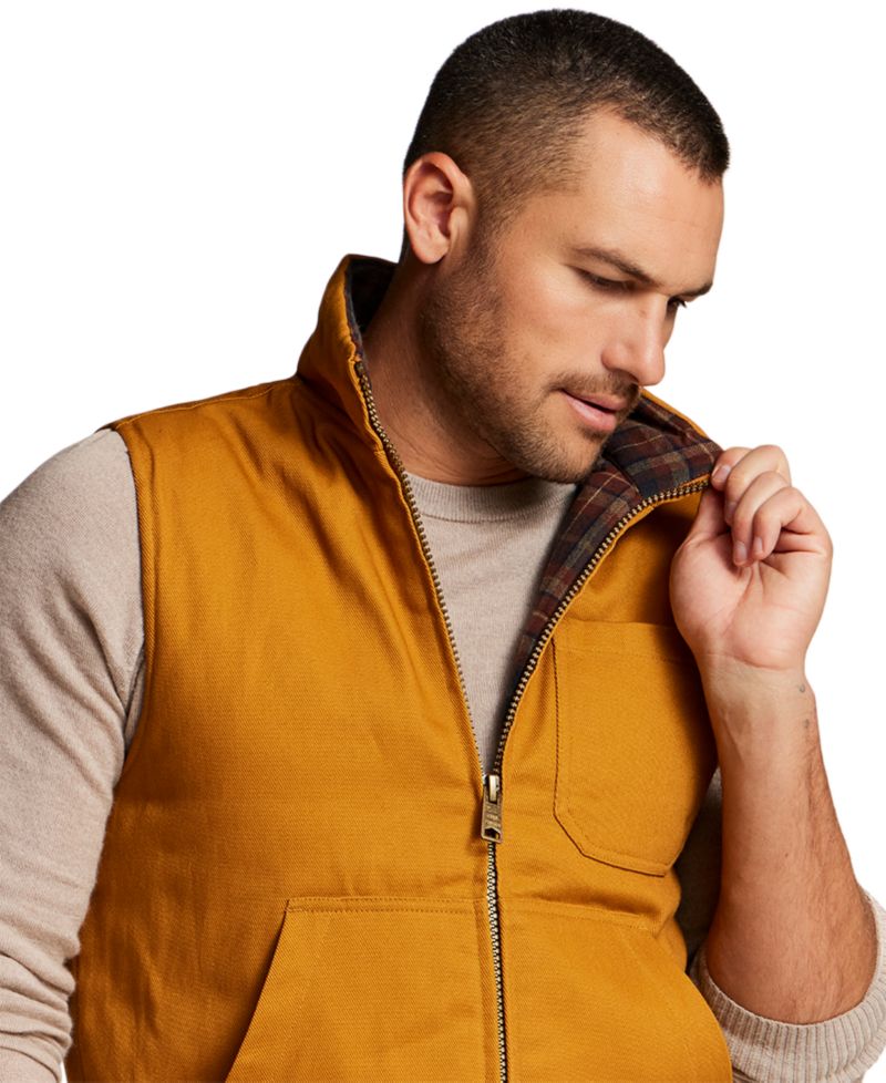 Men's Plaid Flannel Canvas Vest