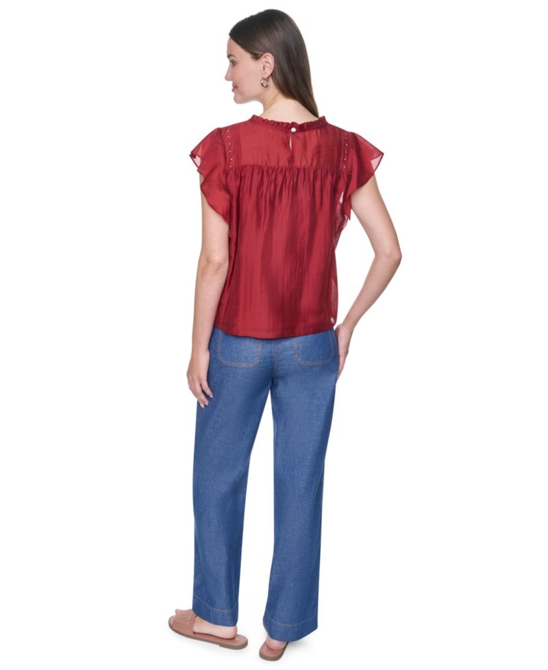 Women's Pin-Tucked Studded Blouse