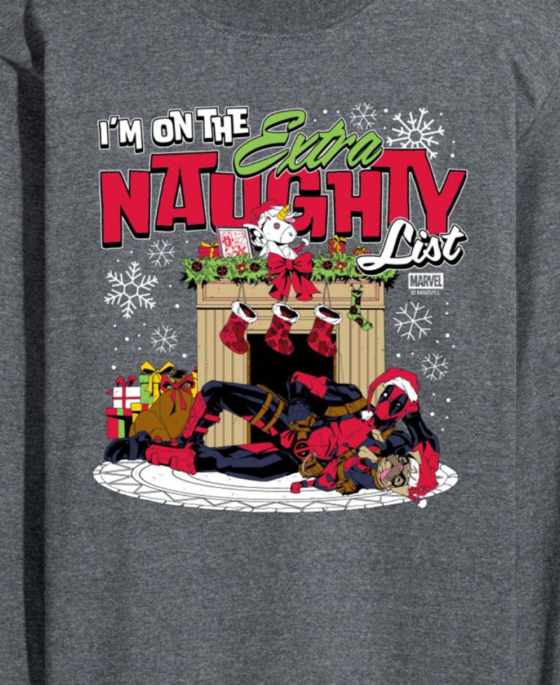 Men's Marvel Deadpool Extra Naughty Long-Sleeve Graphic T-Shirt
