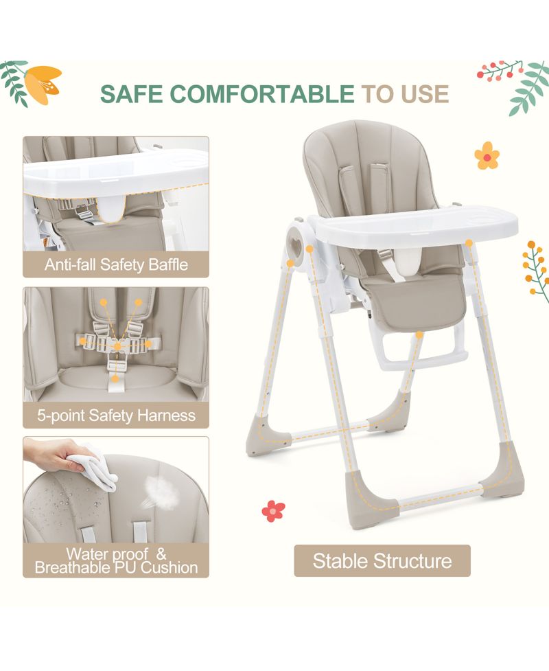 39.4L x 21.3W x 28H in Toddler High Chair with Removable Tray and Safety Harness, Baby Booster Seat for Dining Room Kitchen