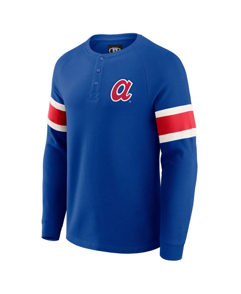 Darius Rucker Collection By Men's Royal Atlanta Braves Waffle-Knit Raglan Long Sleeve Henley T-Shirt