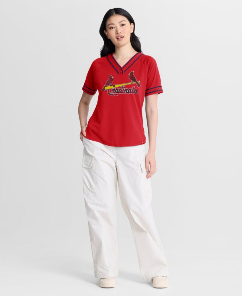 Women's Red St. Louis Cardinals Diva Race Ahead Raglan V-Neck T-Shirt