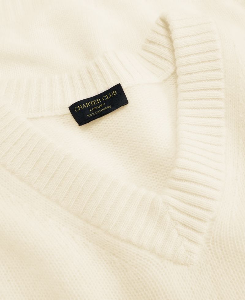 Petite 100% Cashmere V-Neck Relaxed Sweater