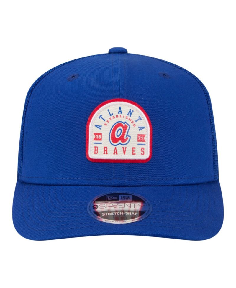 Men's Royal Atlanta Braves Throwback Contest 9SEVENTY Adjustable Trucker Hat