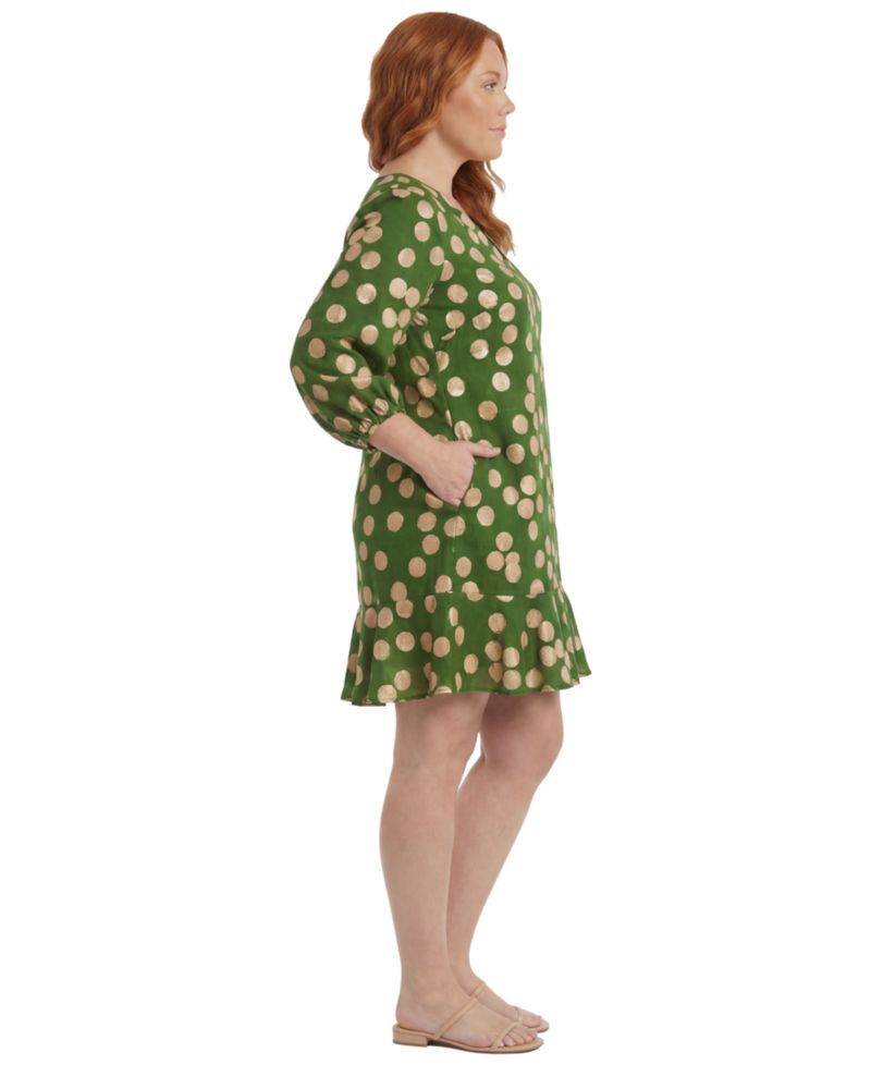 Plus Size Balloon-Sleeve Shift Dress