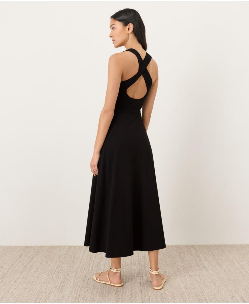 Women's Fit and Flare Open Back Maxi Dress Made with Organic Cotton