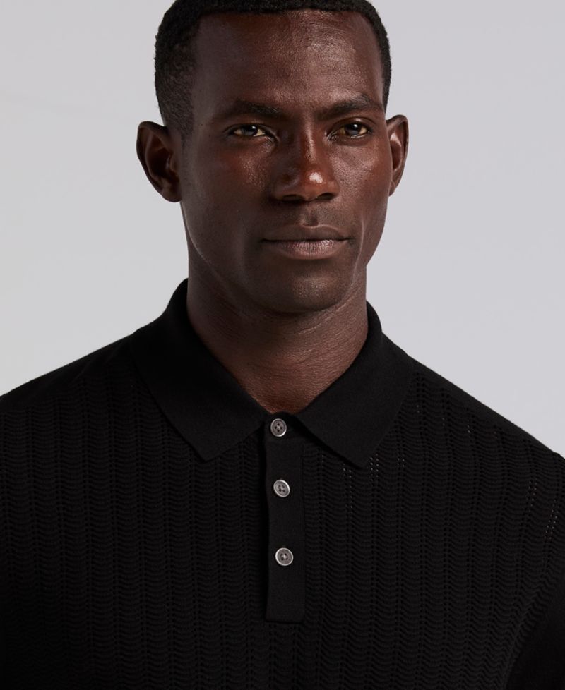 Men's Textured Front Polo Sweater
