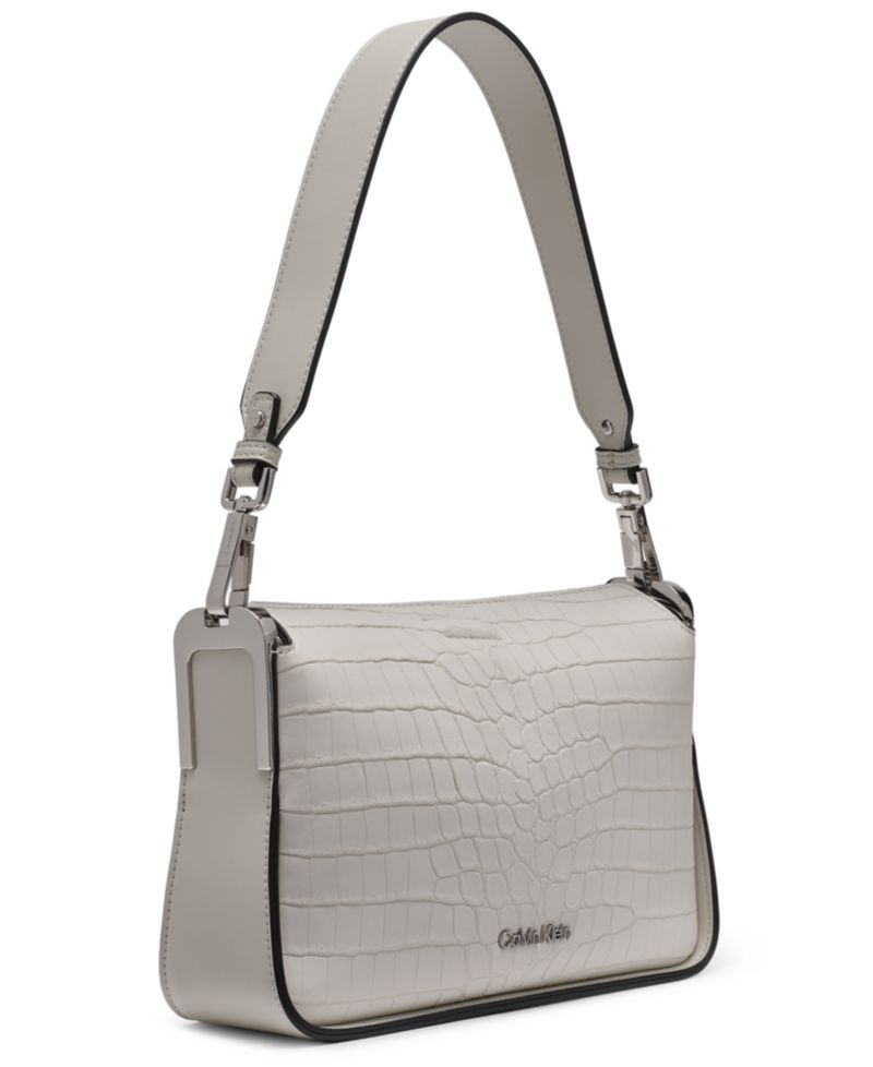 Fay Sueded Croc Medium Shoulder Bag