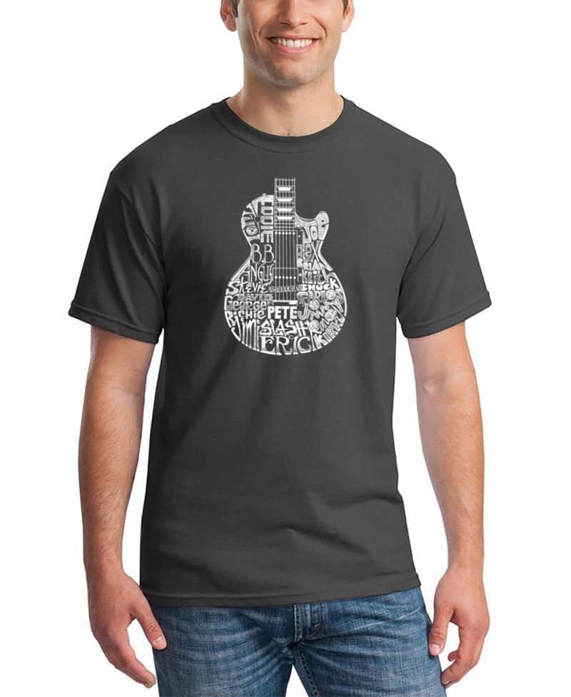 Men's Rock Guitar Head Word Art T-shirt