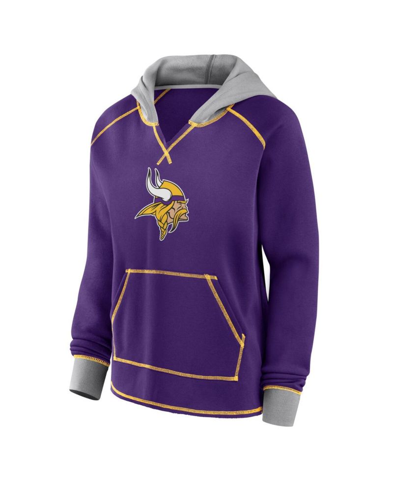 Women's Purple Minnesota Vikings Boom Fleece Pullover V-Neck Hoodie