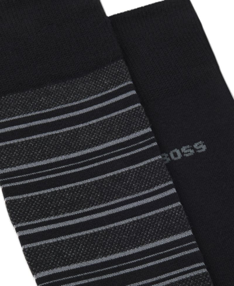 Men's Striped Crew Cotton-Blend Socks, 2-Pack