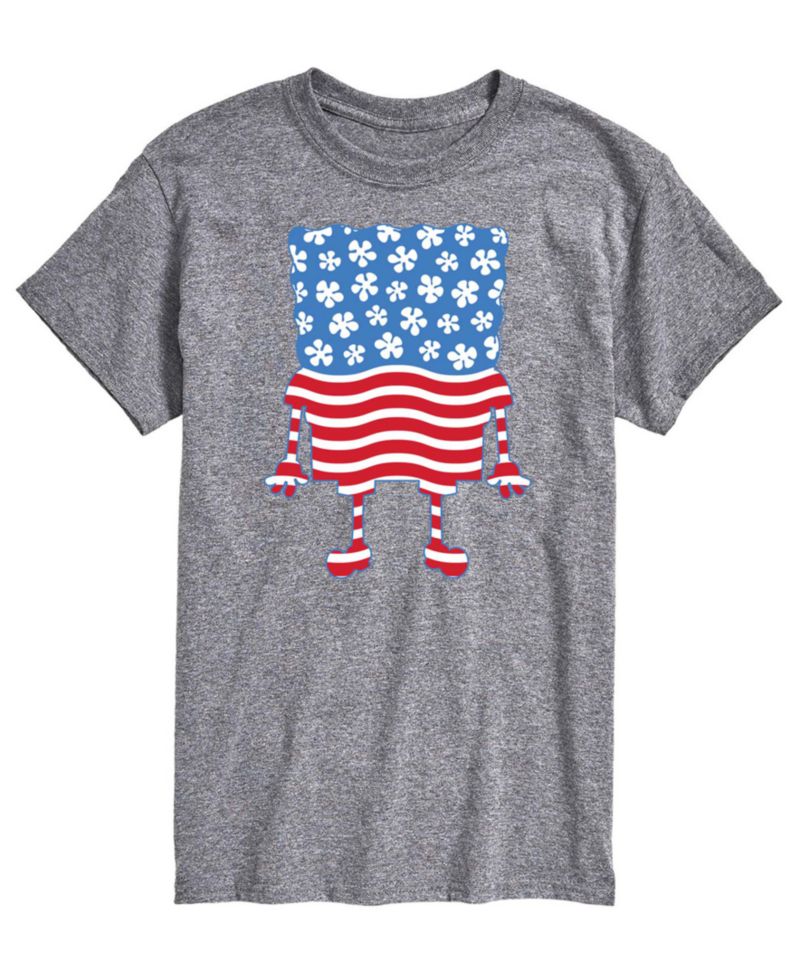Men's SpongeBob SquarePants Silhouette Stars Stripes Short-Sleeve Graphic T-Shirt