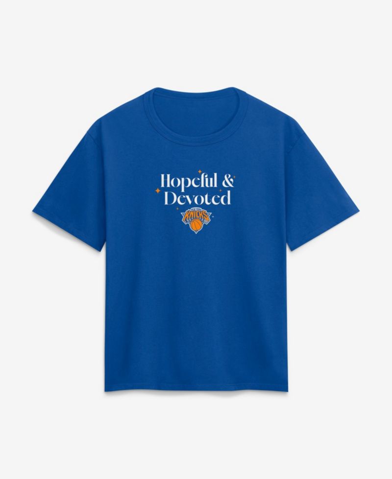 Women's Blue New York Knicks Hopeful Devoted Legacy Cotton T-Shirt
