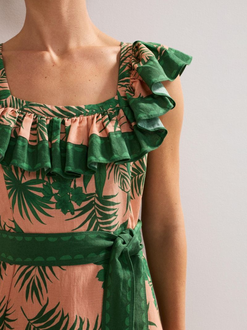 Women's Sandra Ruffled Square Neck Midi Dress