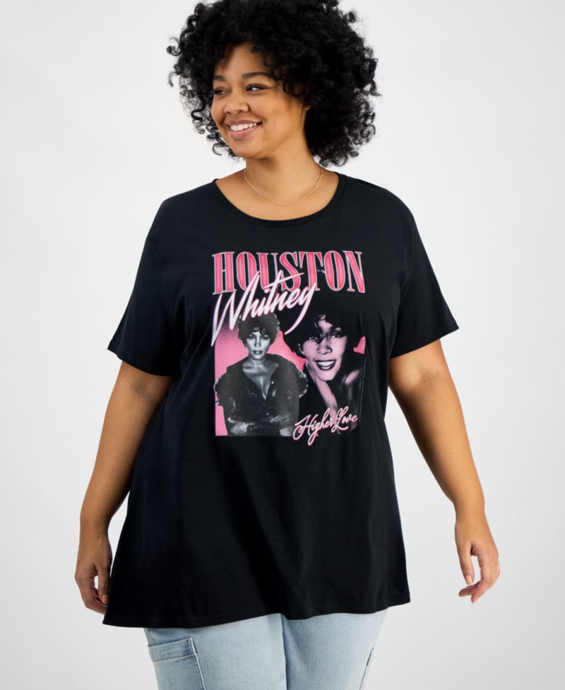 Trendy Plus Size Cotton Whitney Houston Graphic Tee