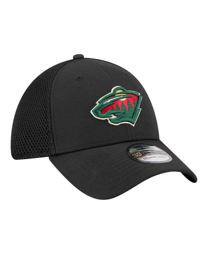 Men's Black Minnesota Wild Logo 39THIRTY Flex Hat