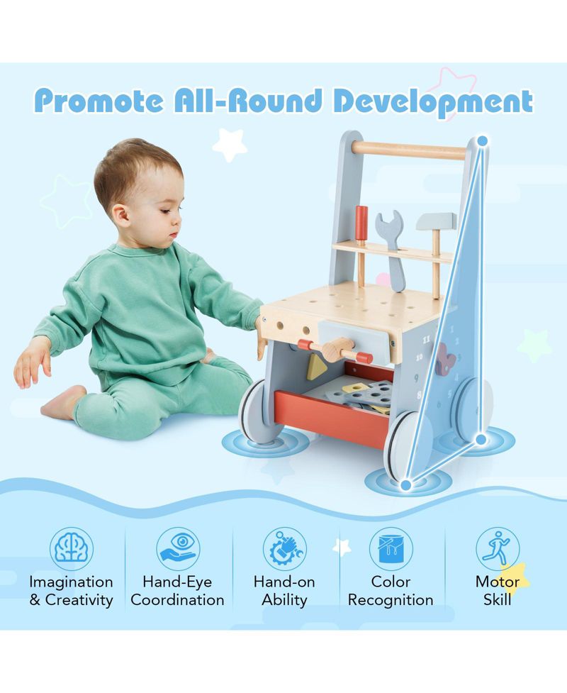 2-in-1 Wooden Toddler Push Walker
