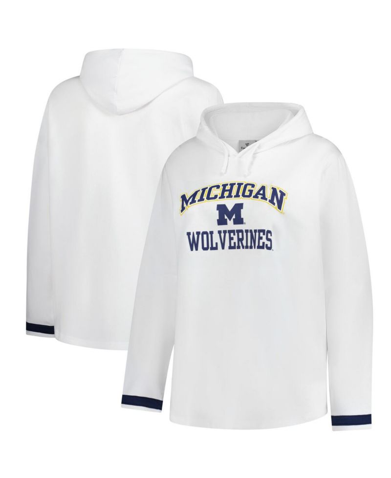 Women's White Michigan Wolverines Plus Size Pullover Hoodie
