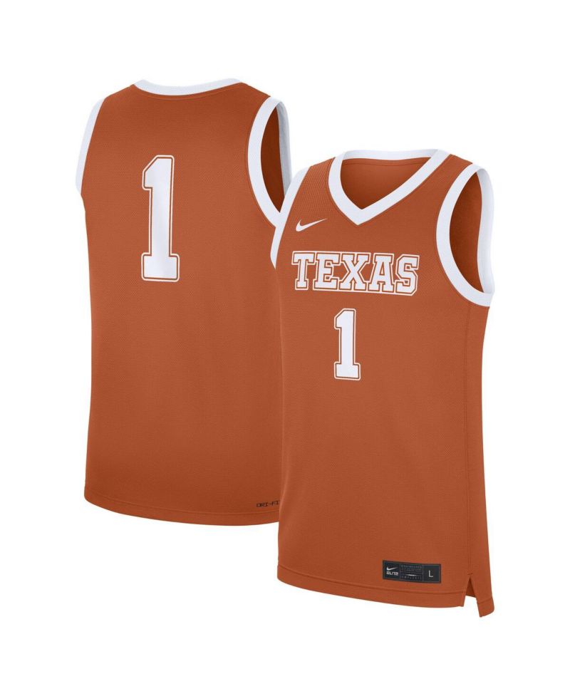 Men's 1 Texas Orange Texas Longhorns Road Replica Jersey