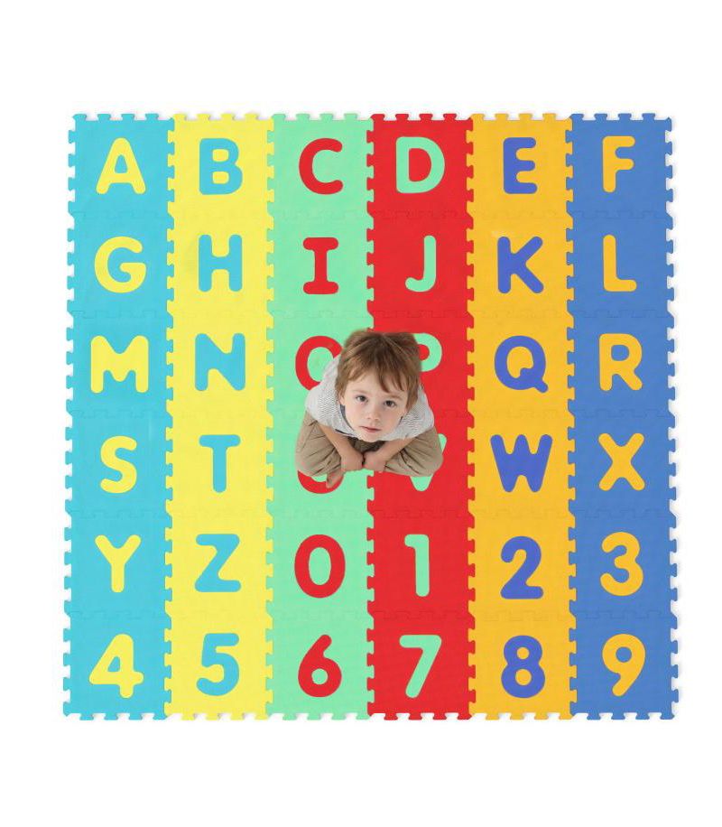 36-Piece Interlocking Baby Puzzle Floor Tiles with Alphabet
