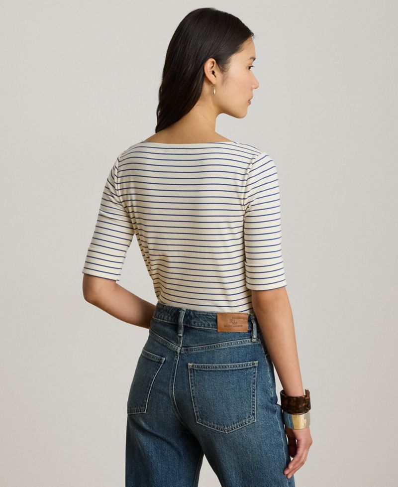 Women's Striped Boat Neck Top