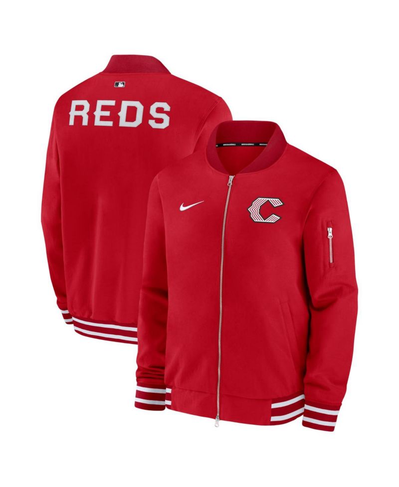 Men's Red Cincinnati Reds 2026 City Connect Authentic Collection Relaxed Full-Zip Bomber Jacket