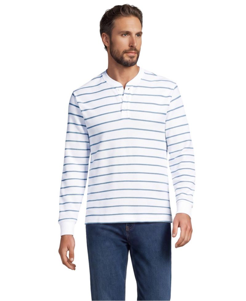 Men's Long Sleeve Honeycomb Pique Henley