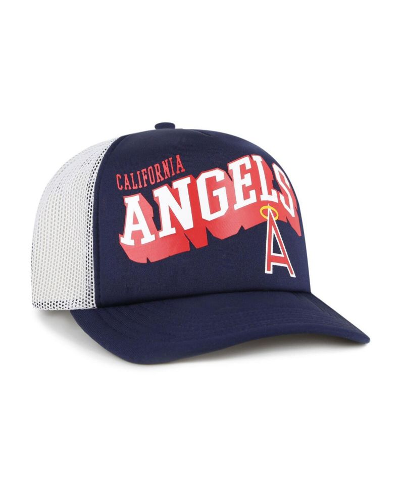 Men's Navy Los Angeles Angels Meander Foam Trucker Snapback Hat