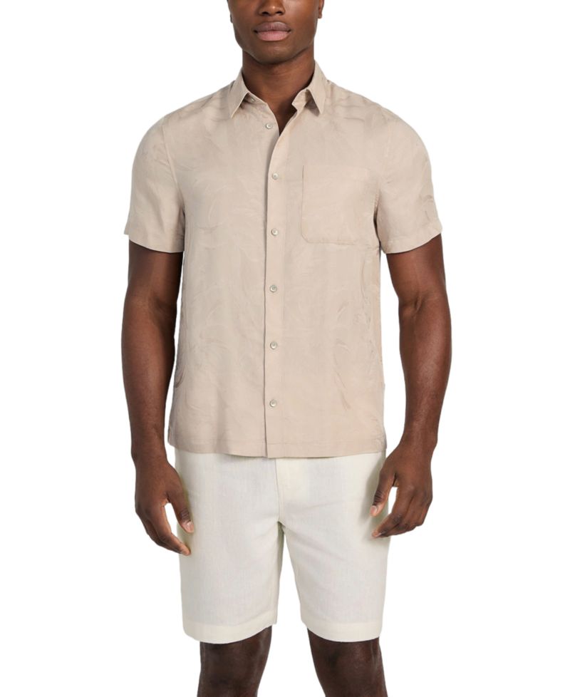 Men's Regular-Fit Botanical Jacquard Button-Down Shirt