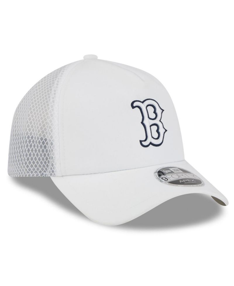 Men's White Boston Red Sox 2026 Batting Practice Apex 9FORTY Adjustable Trucker Hat