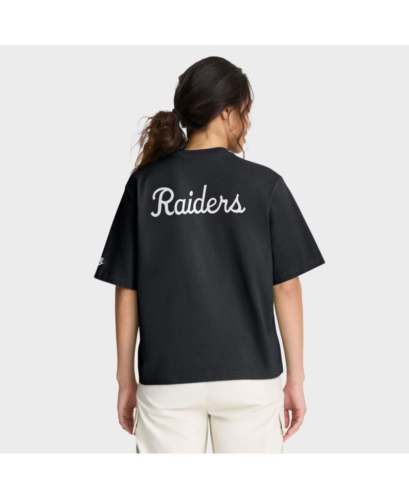 Women's Black Las Vegas Raiders Rewind Pocket Boxy T-Shirt
