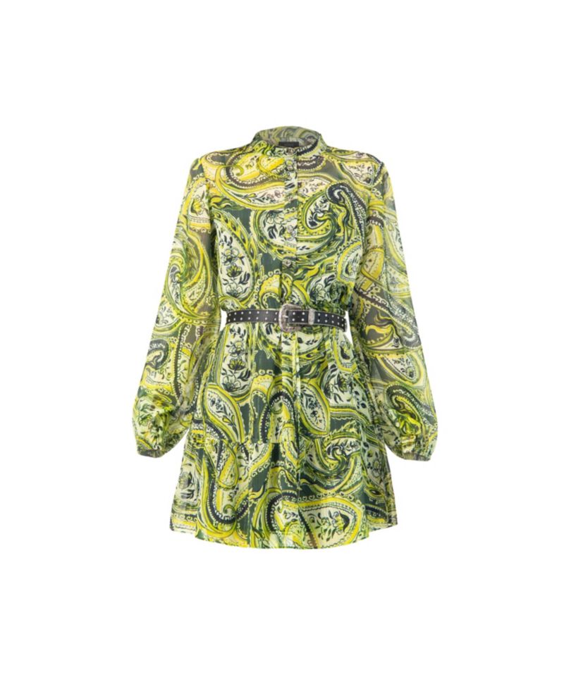 Women's Short Paisley Dress with Long Sleeves
