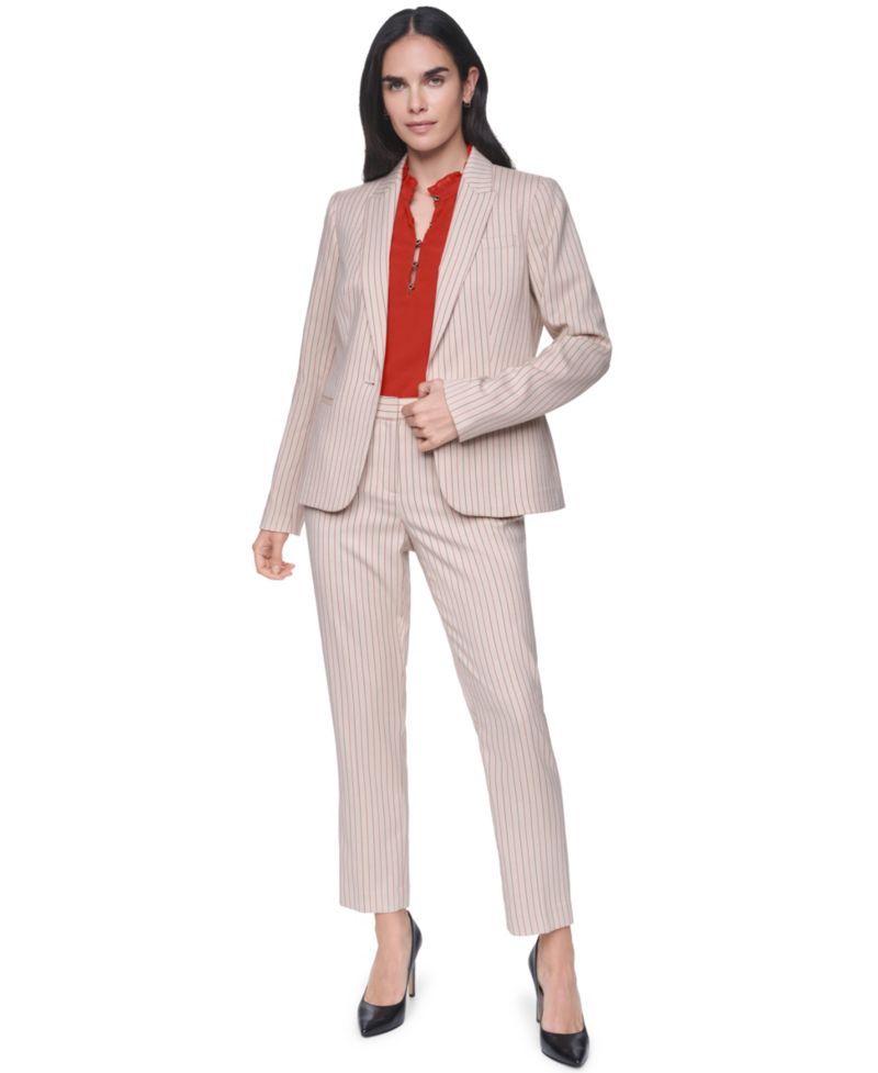 Women's Pinstripe One-Button Blazer