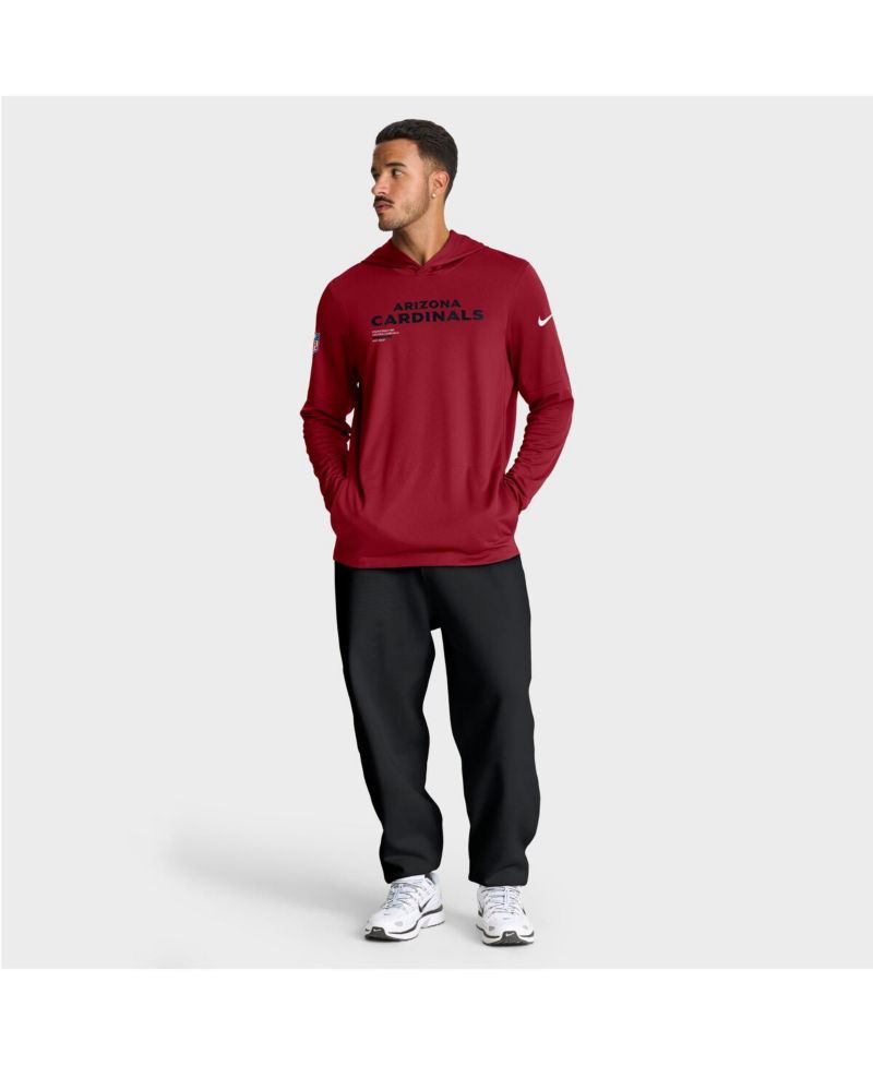 Men's Cardinal Arizona Cardinals Sideline Pure Fury Performance Long Sleeve Hoodie T-Shirt