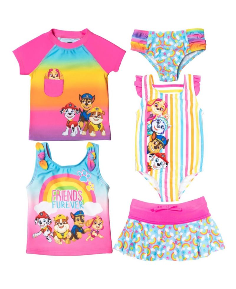 Toddler Girls One Piece Bathing Suit Rash Guard Tankini Top Bikini Bottom and Skort 5 Swimsuit Set