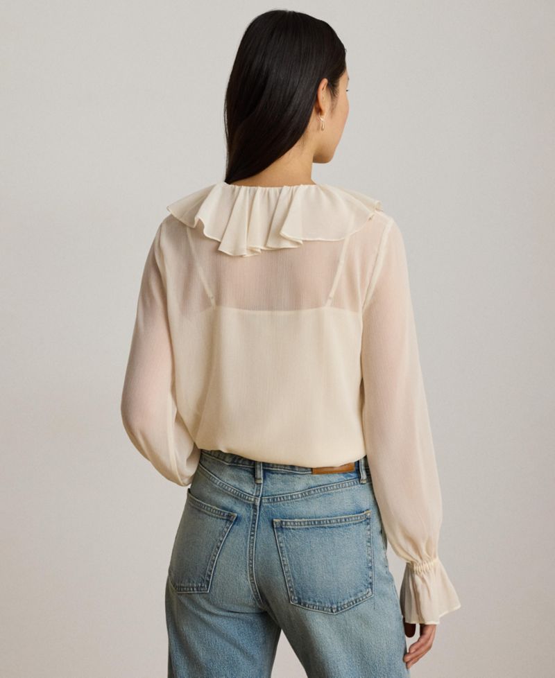 Women's Ruffle-Trim V-Neck Blouse