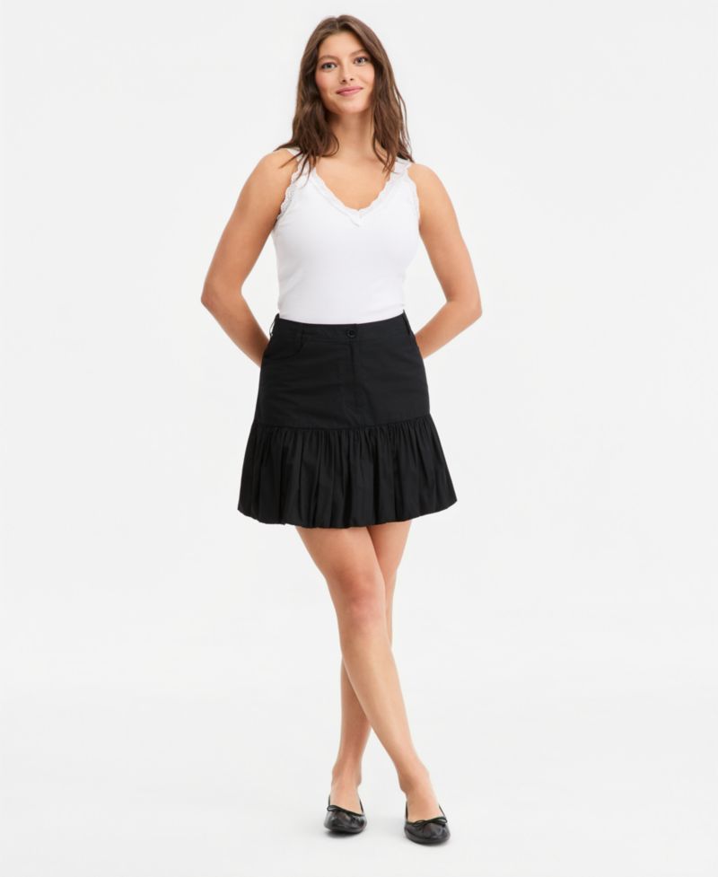 Women's High Rise Drop Waist Bubble Mini Skirt