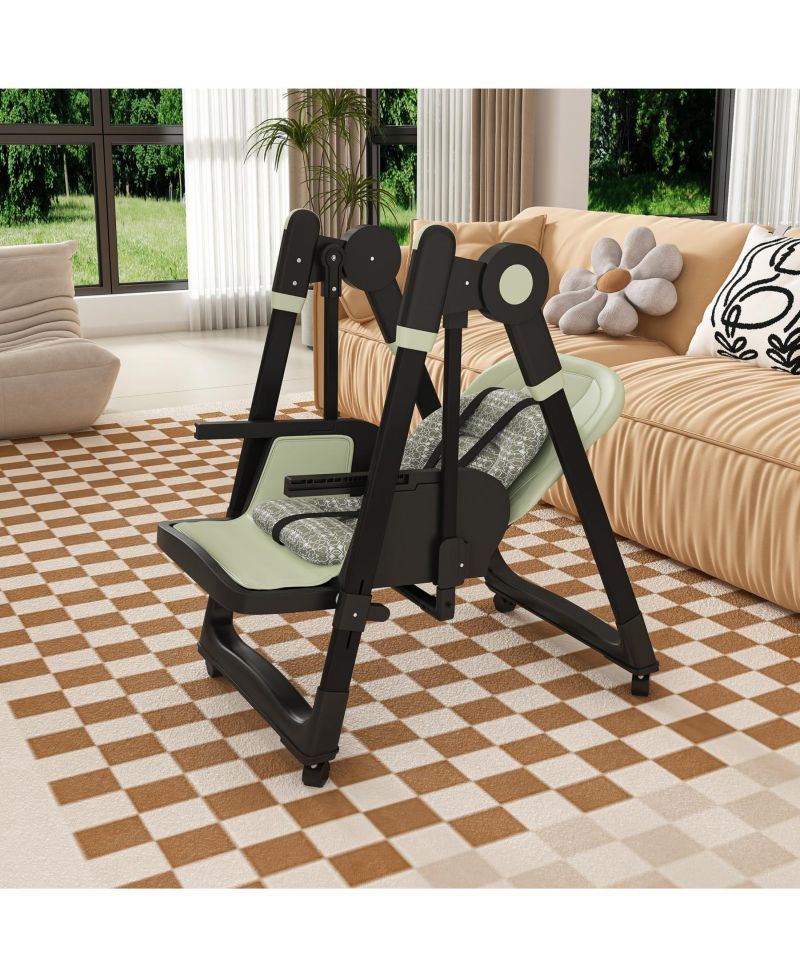 Convertible Baby High Chair to Rocker with 5-Point Harness (Dark Green