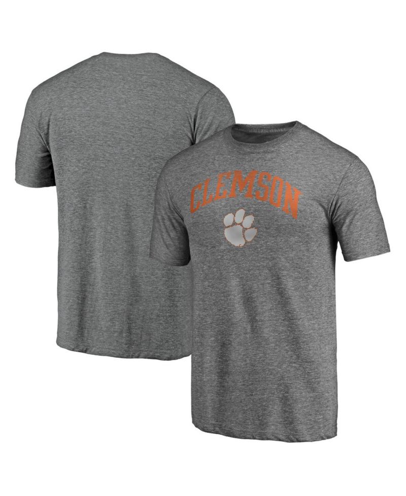 Mto Label Men's Heather Gray Clemson Tigers Arched City Tri-Blend T-Shirt