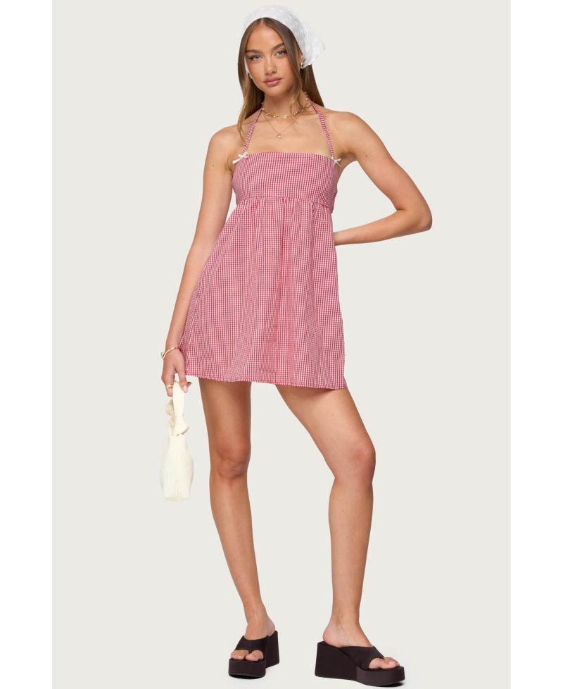Women's Rina Gingham Halter Mini Dress
