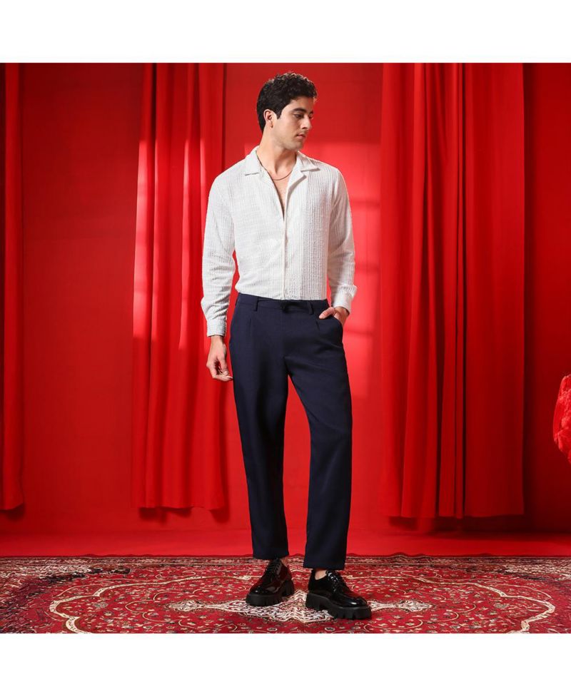 Men's Prussian Blue Tailored Trousers