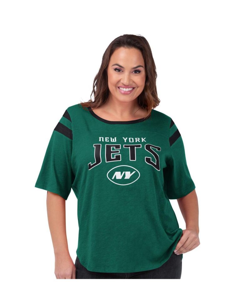 Women's Green New York Jets Plus Size Linebacker T-Shirt