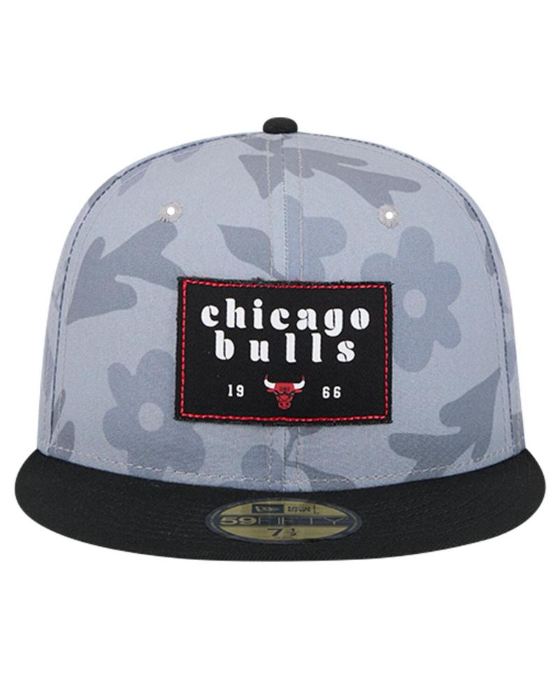 Men's Gray Chicago Bulls Palm Fronds 2-Tone 59FIFTY Fitted Hat