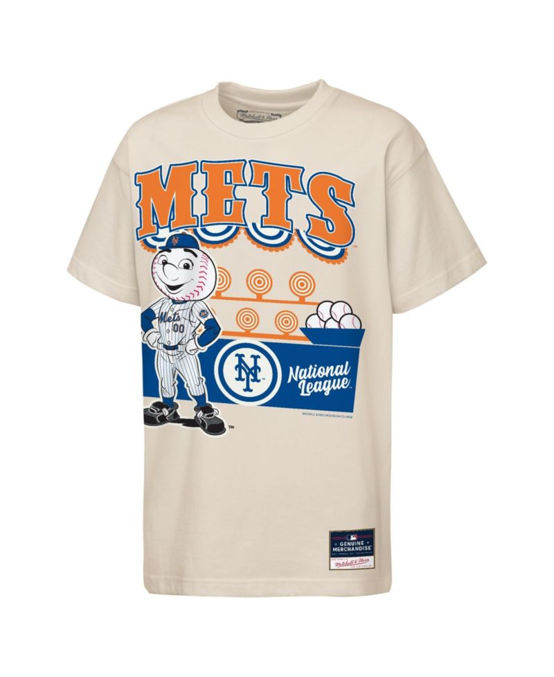 Big Boys and Girls Cream New York Mets Step Back Up Mascot T-Shirt