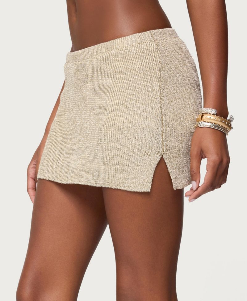 Women's Goldy Metallic Knit Mini Skort