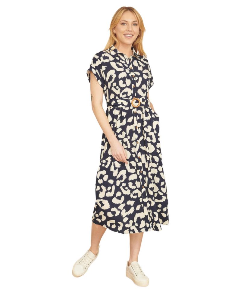 Women's Abstract Animal Print Relaxed Midi Dress