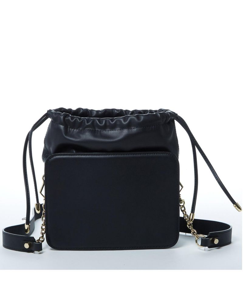 Black Leather Bucket Bag Medium Size Purse with Snakeskin Print and Drawstring Design for Women
